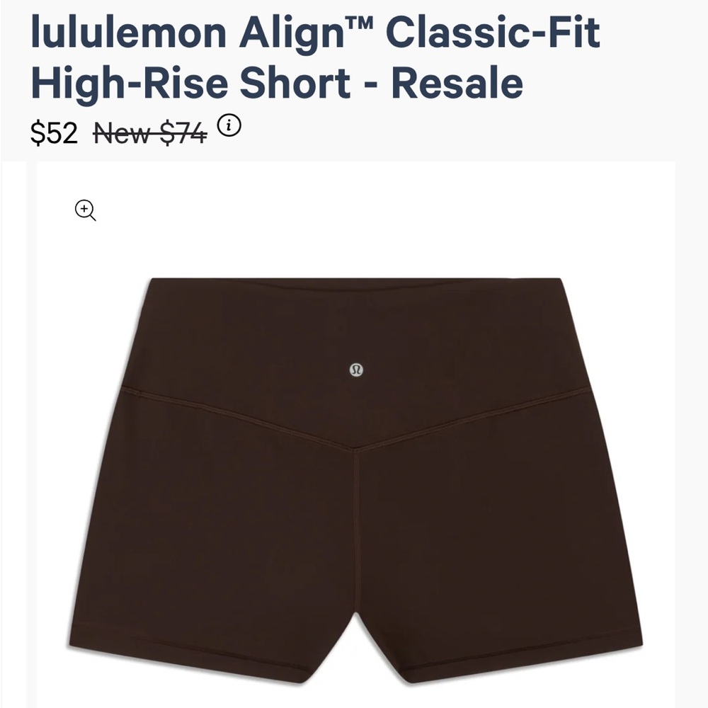 Lululemon Align Classic Fit Shorts - Espresso, size 6